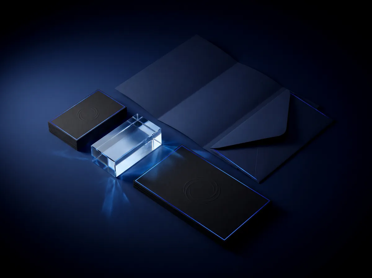 Blank stationery set with cobalt foil edges